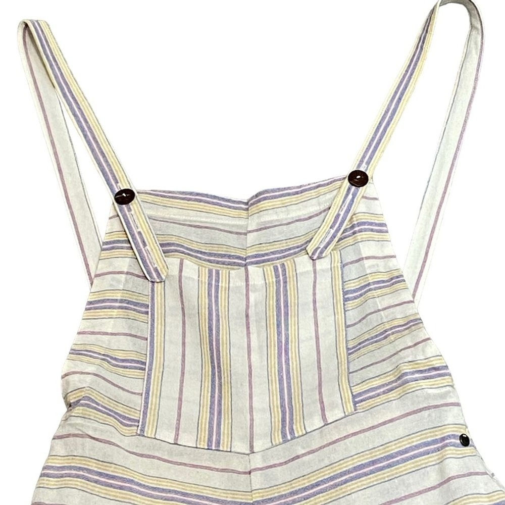 RUSTY - THE MINA COTTON OVERALLS‎ IN OFF WHITE WITH PASTEL HORIZONTAL STRIPES